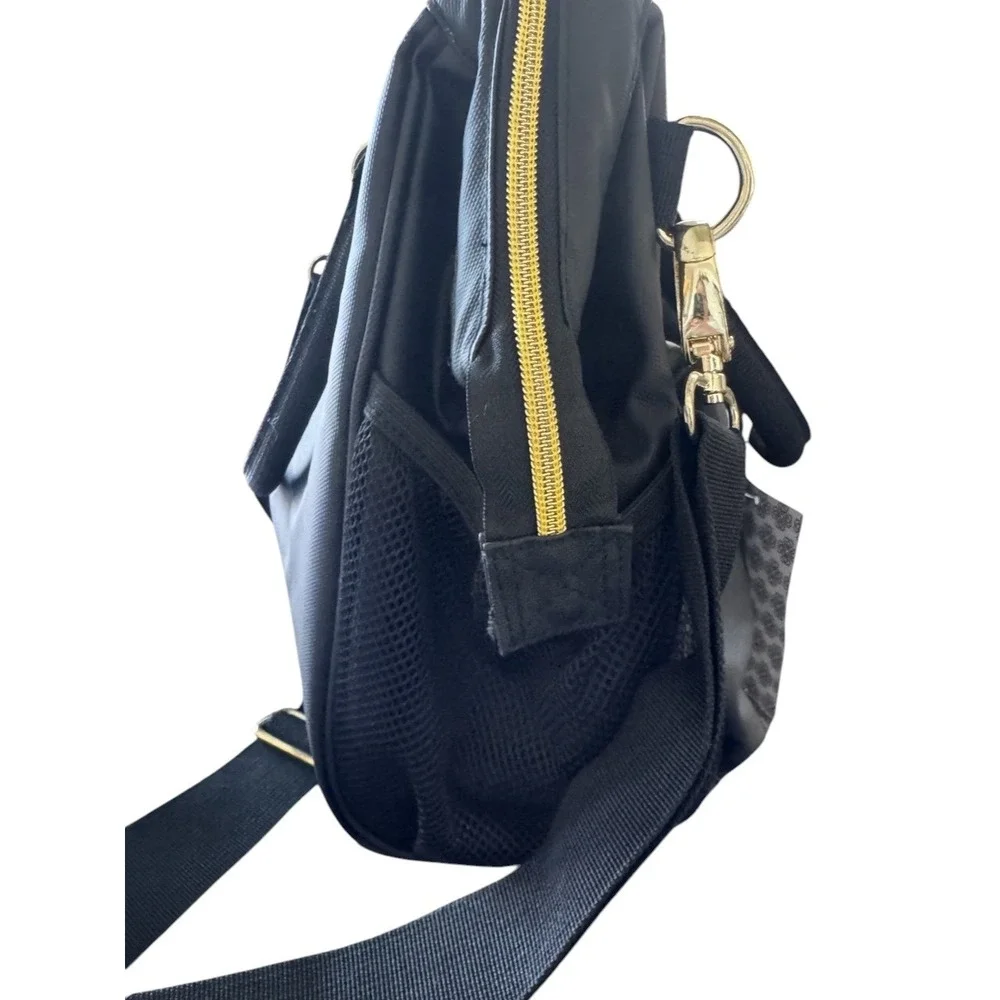 Kyreen Cooler Lunch Bag Unisex OS Black Nylon Crossbody Top Handle Gold Zip